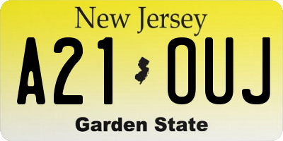 NJ license plate A21OUJ