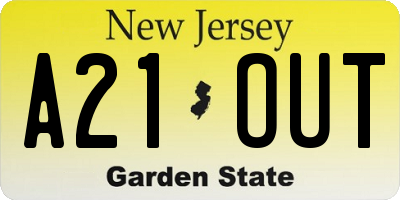 NJ license plate A21OUT