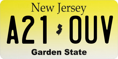 NJ license plate A21OUV