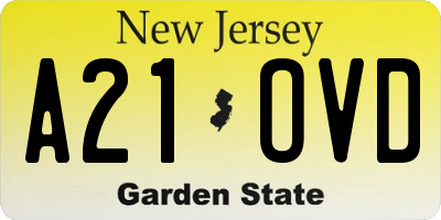NJ license plate A21OVD