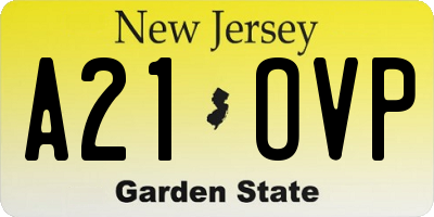 NJ license plate A21OVP