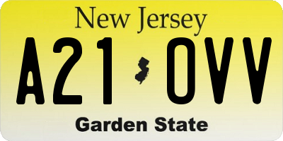 NJ license plate A21OVV