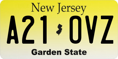 NJ license plate A21OVZ