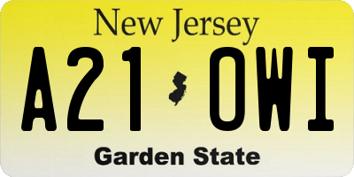 NJ license plate A21OWI