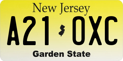 NJ license plate A21OXC