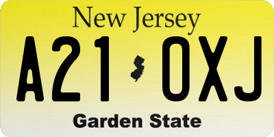 NJ license plate A21OXJ
