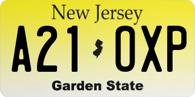 NJ license plate A21OXP