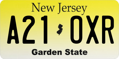 NJ license plate A21OXR