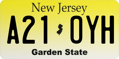 NJ license plate A21OYH