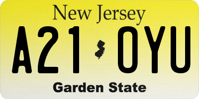 NJ license plate A21OYU