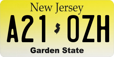 NJ license plate A21OZH