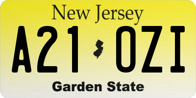 NJ license plate A21OZI