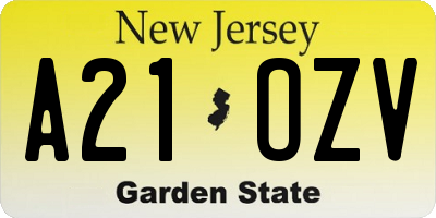NJ license plate A21OZV