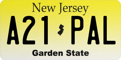 NJ license plate A21PAL