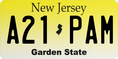 NJ license plate A21PAM