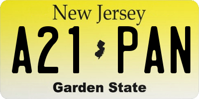NJ license plate A21PAN