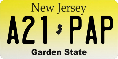 NJ license plate A21PAP