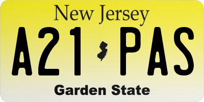 NJ license plate A21PAS