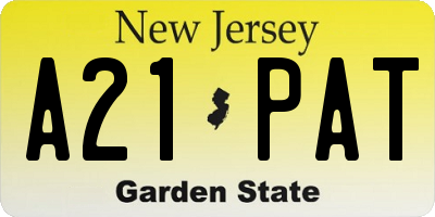 NJ license plate A21PAT