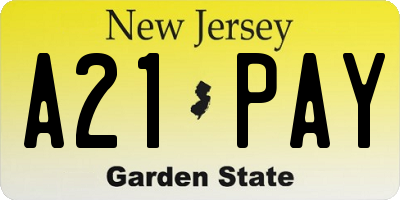 NJ license plate A21PAY