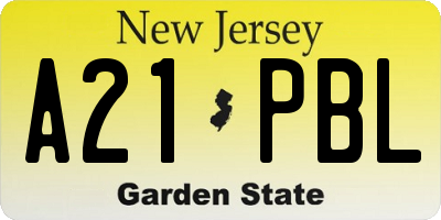 NJ license plate A21PBL