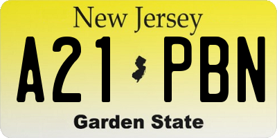 NJ license plate A21PBN