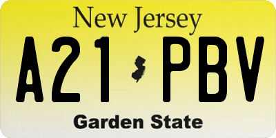 NJ license plate A21PBV