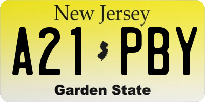 NJ license plate A21PBY