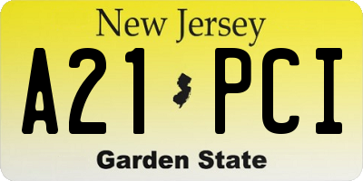 NJ license plate A21PCI