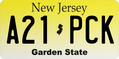 NJ license plate A21PCK