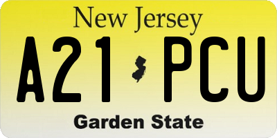 NJ license plate A21PCU