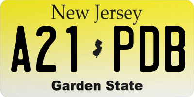 NJ license plate A21PDB