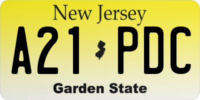 NJ license plate A21PDC