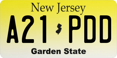 NJ license plate A21PDD