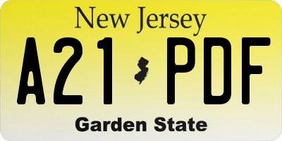 NJ license plate A21PDF