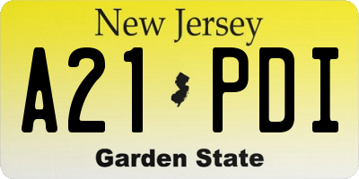 NJ license plate A21PDI