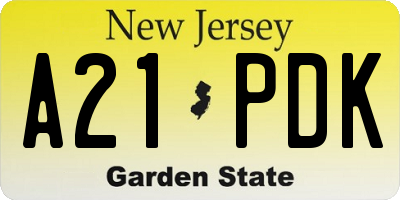 NJ license plate A21PDK