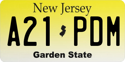 NJ license plate A21PDM