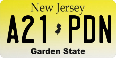 NJ license plate A21PDN
