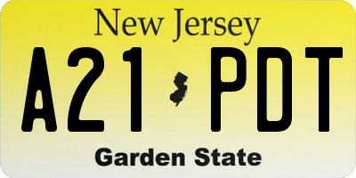 NJ license plate A21PDT
