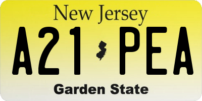 NJ license plate A21PEA