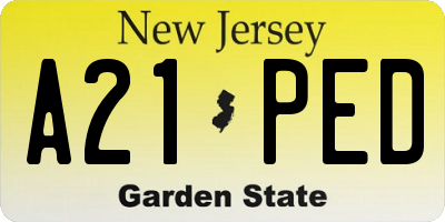 NJ license plate A21PED