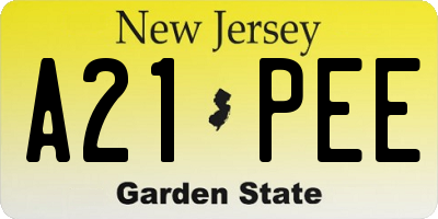 NJ license plate A21PEE