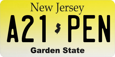NJ license plate A21PEN