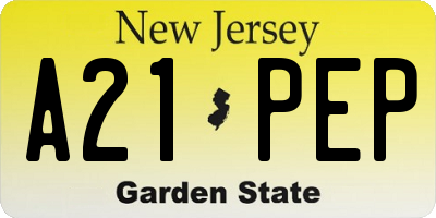 NJ license plate A21PEP