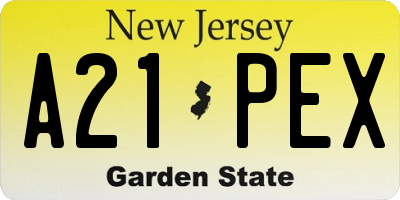 NJ license plate A21PEX