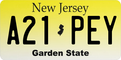 NJ license plate A21PEY
