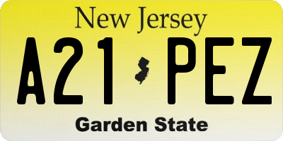 NJ license plate A21PEZ
