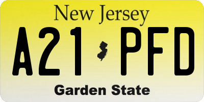 NJ license plate A21PFD