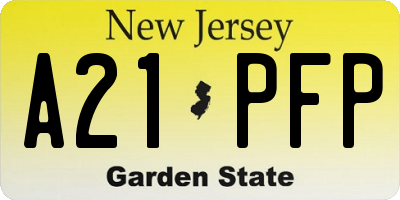 NJ license plate A21PFP
